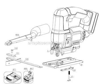 Page A Diagram and Parts List for PC18JS Type 1 Porter Cable Jig Saw